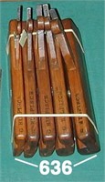 Set of five early wooden round planes