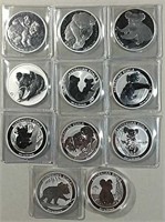 Set of 11  BU  2007 to 2017  1 oz. Silver Koala's