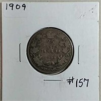 1909  Canadian 25 Cents  VG