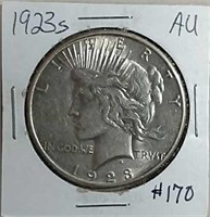 1923-S  Peace Dollar  AU
