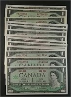 16  1967 $1 Bank of Canada notes