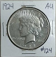 1924  Peace Dollar  AU