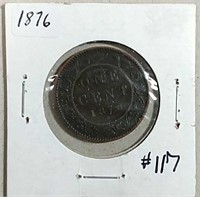 1876-H  Canadian Large cent  XF