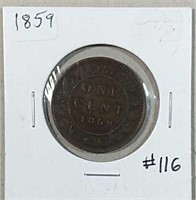 1859  Canadian Large Cent  XF