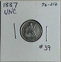 1887 Seated Liberty Dime  Unc