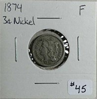 1874  Three-cent Nickel  F