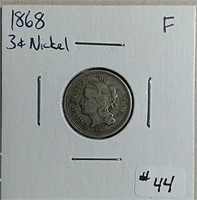 1868  Three-cent Nickel  F