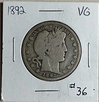 1892  Barber Half Dollar  VG
