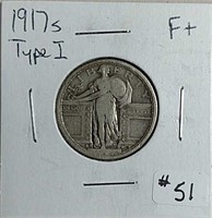 1917-S Type I  Standing Liberty Quarter  F+