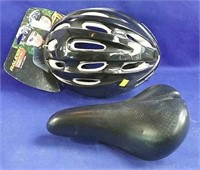 Bicycle helmet, new,  size large  & bicycle seat