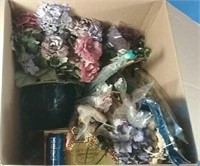 Box lot of artificial flowers