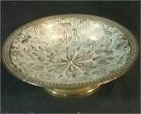 Small brass dish embossed with turquoise