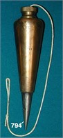 Large bronze plumb bob with removable top, steel t