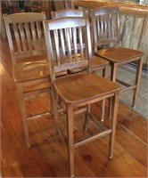 4 Hardwood Bar Stools / Chairs #3