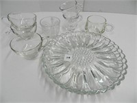 Glass Snack Plate and Cups Misc Selection
