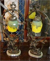 Pair of angel figural bedside lamps