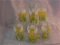 Mid Century Flowered Glass Tumblers
