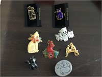 (8) cat brooches