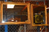 2 gold painted wall mirrors,