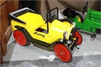 Harry child's pedal car, painted yellow and black