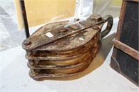Extremely large cast metal pulley block,
