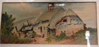 Artist unknown, thatched cottage/farmhouse,