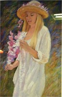 Craig Taylor, portrait of woman with flowers,