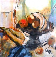 Helen Barnett, still life bowl of fruit,
