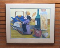 Pastel of a Cooking Scene by Jesse Kant
