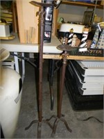 2 STANDING IRON CANDLE HOLDERS