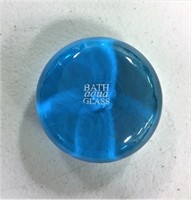 Aqua Blue Bath Glass Disc Paperweight