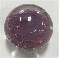 Glassworks Handcrafted Puce Swirl Paperweight