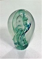 Frosted Back Green Swirl Paperweight