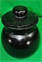 9 3/4" Black Wood Pot w/Lid and Insert