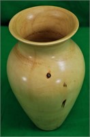 Signed 9" Blond Wood Vase