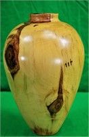 Signed and Dated 11" Wood Vase
