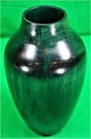 Signed 9" Green Wood Vase