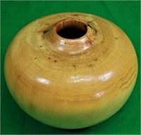 Signed  and Dated 6 1/4" Round Wood Vase