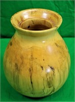 9 3/4" Wood Vase w/Rimmed Lip