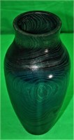Signed Blue 11"Wood  Vase