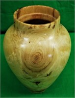 Signed and Dated 10" Wood Vase w/Rimmed Lip