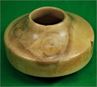 5 1/2" Tall Disc Shaped Wood Vase