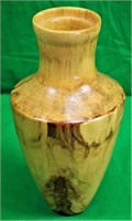 13" Wood Vase w/Rimmed Lip