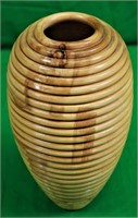 Signed 10 1/4" Blond Color Beehive Wooden Vase