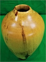 Signed and Dated 10 1/2" Wooden Vase