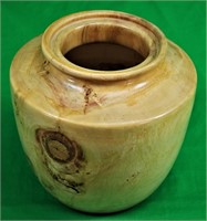 Signed and Dated 8" Honey Pot Shaped Wooden Vase