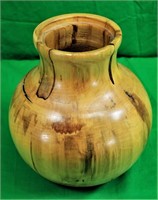 10" Wooden Vase w/Rimmed Lip