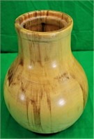 13 1/4" Wooden Vase w/Rimmed Lip