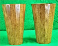 Pair of 11" Wood Vases