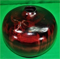 8" Red and Black Signed & Numbered Vase